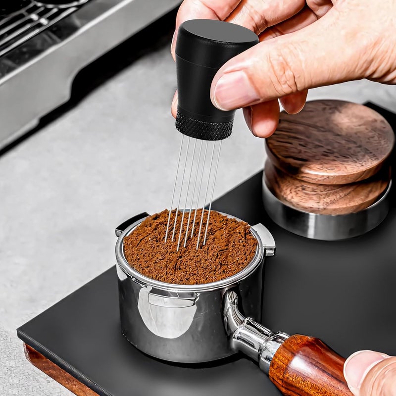 Apexstone أداة تحريك القهوة، أداة ضغط تحريك القهوة WDT، أداة توزيع الإبرة للإسبريسو، أداة WDT للإسبريسو مع حامل أسود، أداة WDT للإسبريسو بالإبرة - Image 5